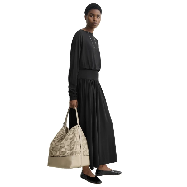 Belted woven leather tote in Fawn - Image 3