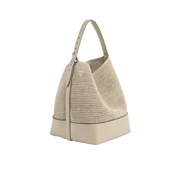Belted woven leather tote in Fawn - Image 4