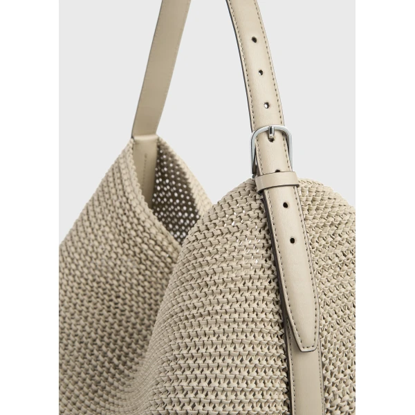 Belted woven leather tote in Fawn - Image 5