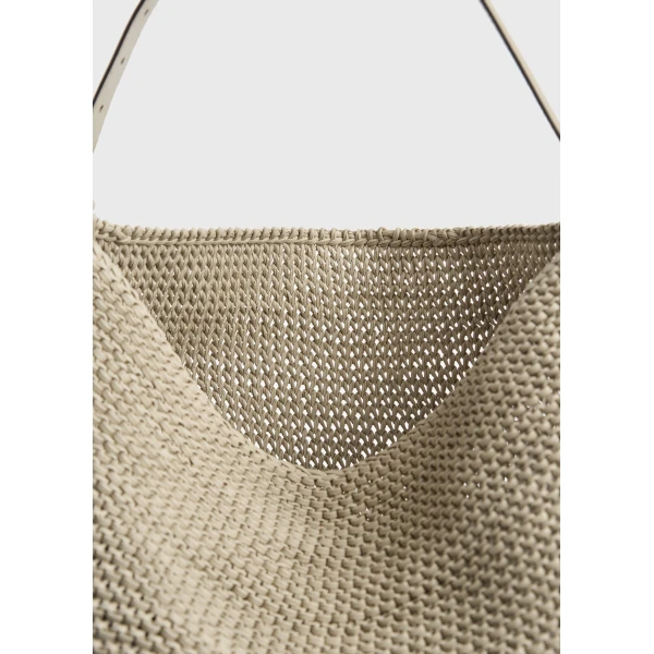 Belted woven leather tote in Fawn - Image 6