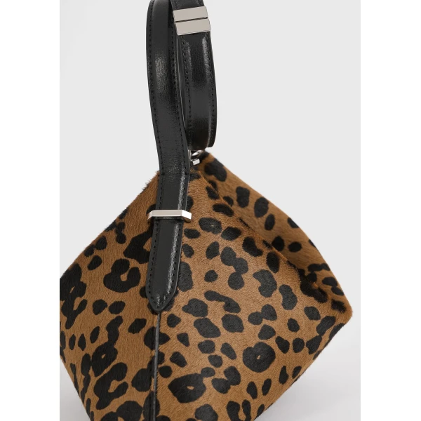 Bevel pony hair wristlet in Leopard - Image 4