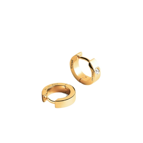 Bezel diamond hoops 18kt in Gold - Image 4