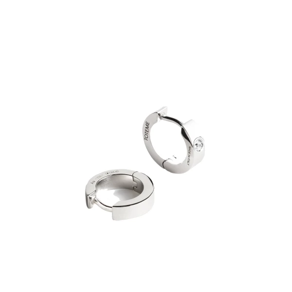 Bezel diamond hoops 18kt in White gold - Image 4