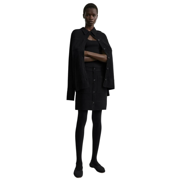 Toteme Buttoned cashmere skirt in Black, view 2