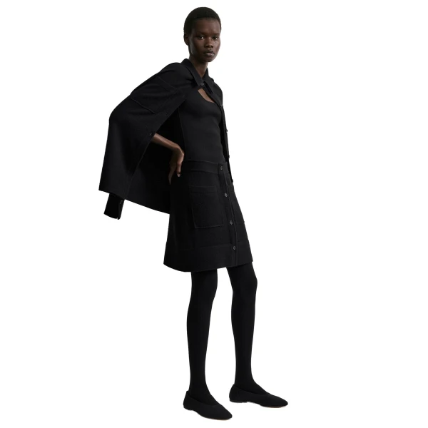 Toteme Buttoned cashmere skirt in Black, view 3