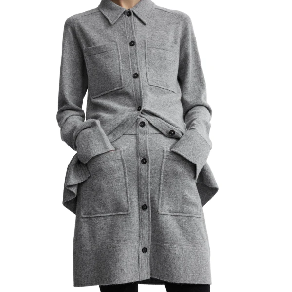 Toteme Buttoned cashmere skirt in Light grey mélange, view 5