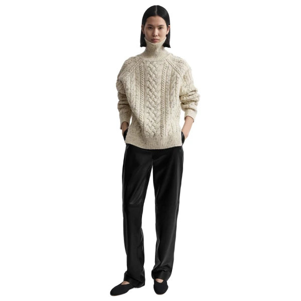 Toteme Cable knit turtleneck in Ecru, view 2
