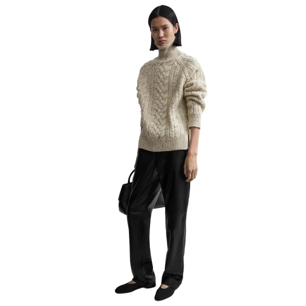 Toteme Cable knit turtleneck in Ecru, view 3