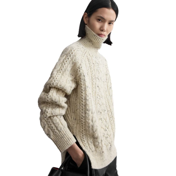 Toteme Cable knit turtleneck in Ecru, view 5
