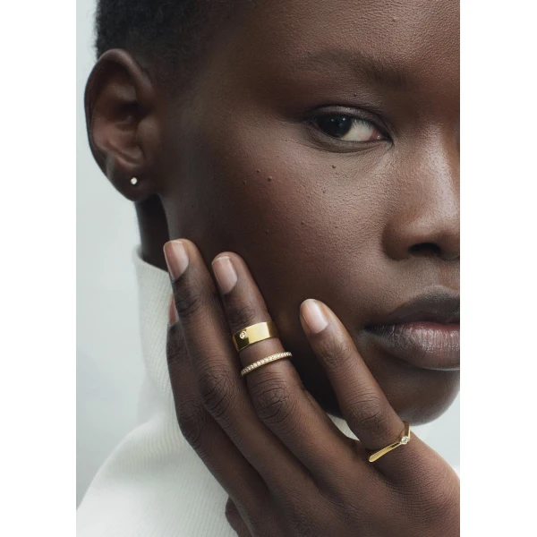 Cigar diamond midi ring 18kt in Gold - Image 2