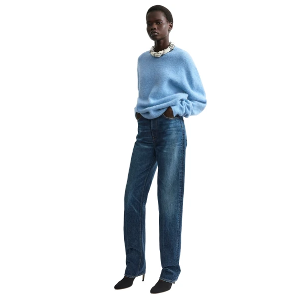 Toteme Classic alpaca crew knit in Pale blue, view 2