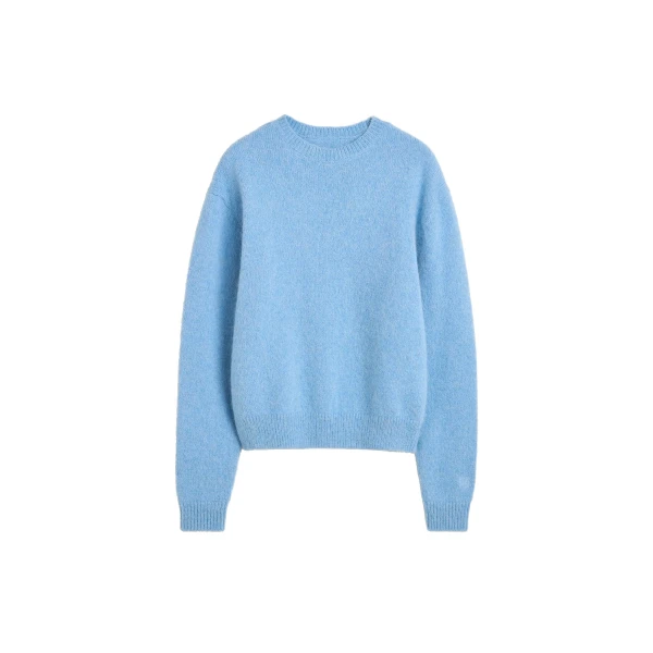 Classic alpaca crew knit in Pale blue
