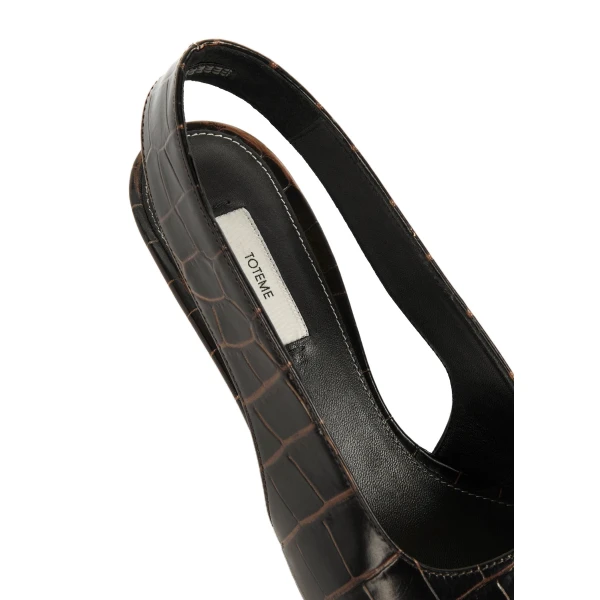Classic croco-embossed slingbacks in Dark brown - Image 4