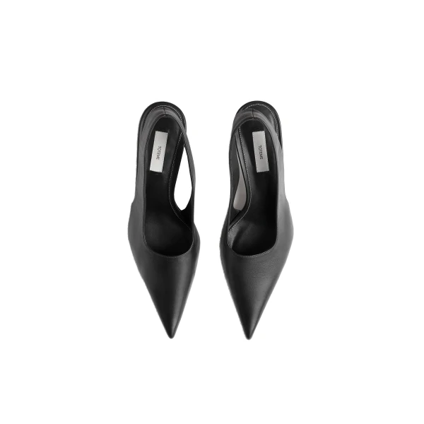 Classic leather slingbacks in Black - Image 3