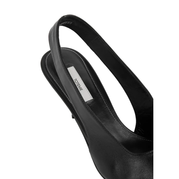 Classic leather slingbacks in Black - Image 4