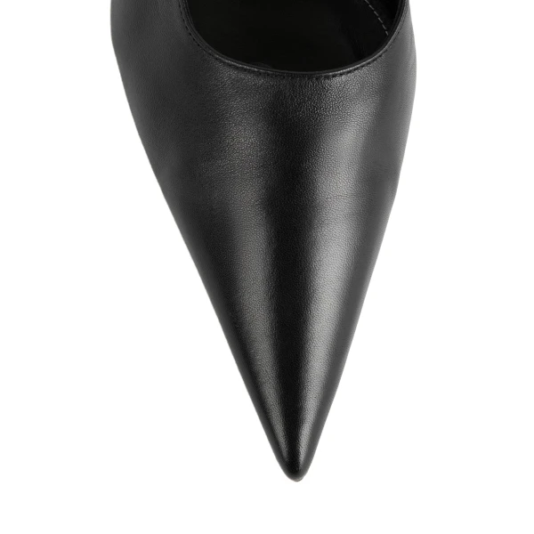 Classic leather slingbacks in Black - Image 5