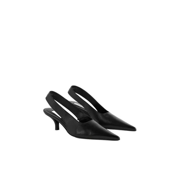 Classic leather slingbacks in Black - Image 6