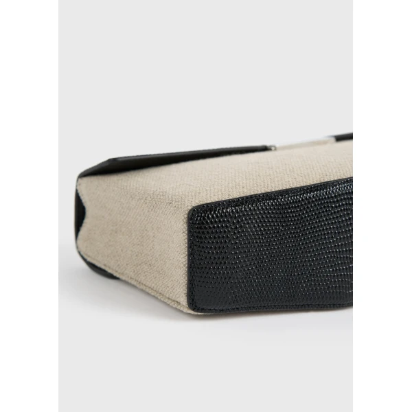 Clip canvas clutch in Beige / Black - Image 6