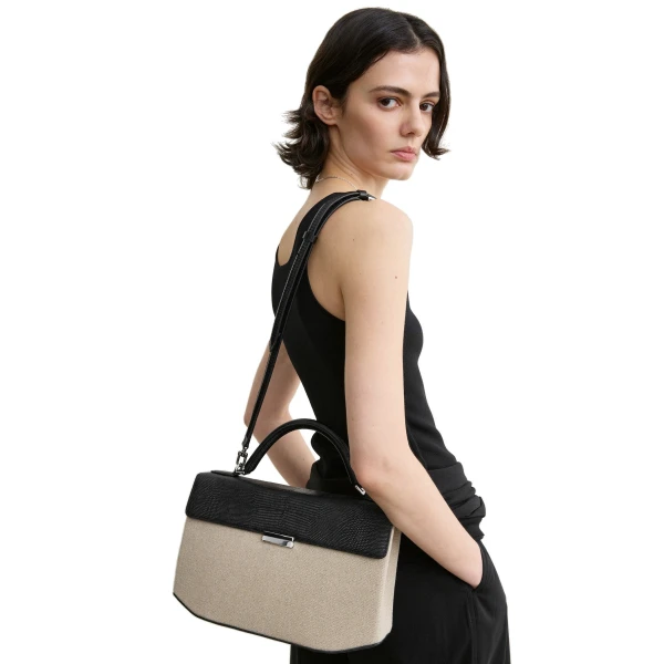Clip canvas top handle in Beige / Black - Image 2