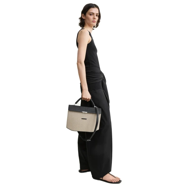 Clip canvas top handle in Beige / Black - Image 3