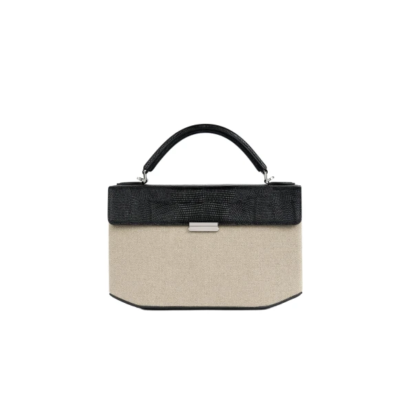 Clip canvas top handle in Beige / Black