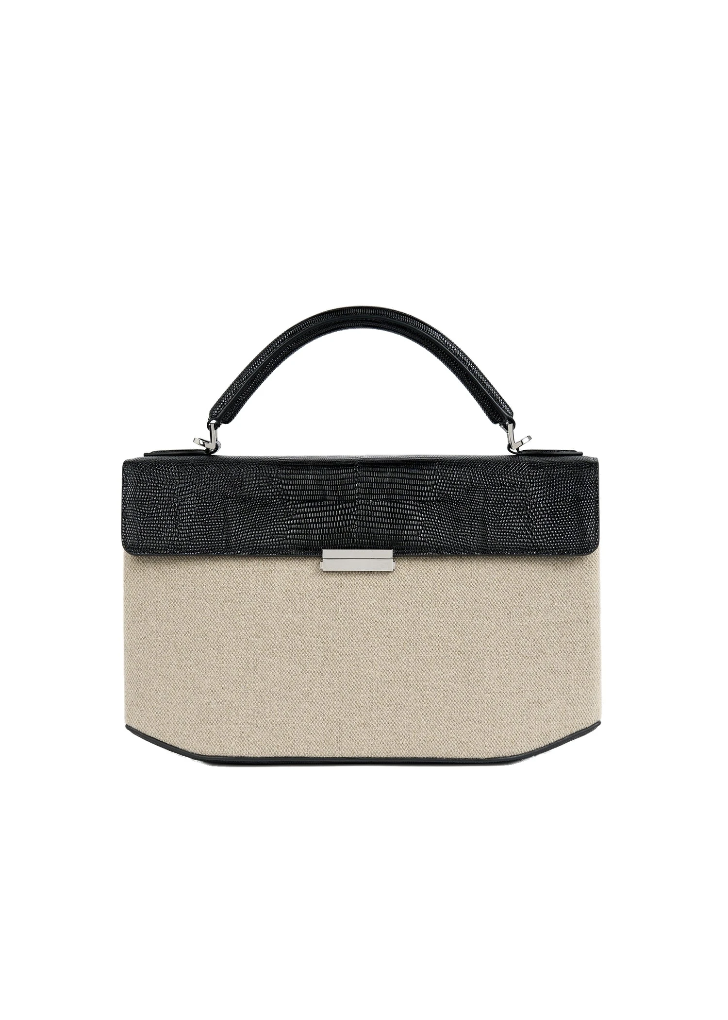 Clip canvas top handle in Beige / Black