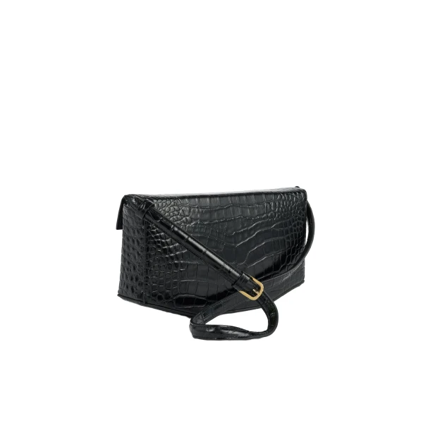 Clip croco-embossed clutch in Black - Image 4