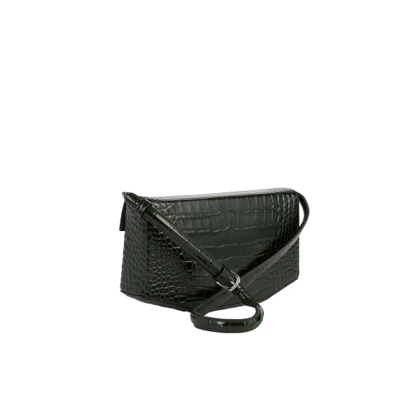Clip croco-embossed clutch in Dark green - Image 4