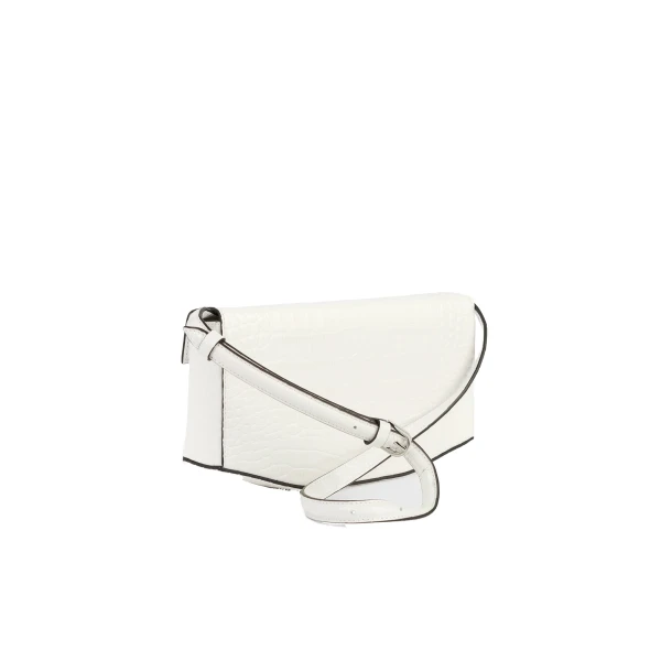 Clip croco-embossed clutch in Off-white - Image 4