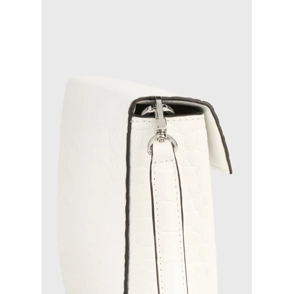 Clip croco-embossed clutch in Off-white - Image 5
