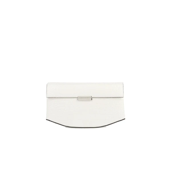 Toteme Clip croco-embossed clutch in Off-white