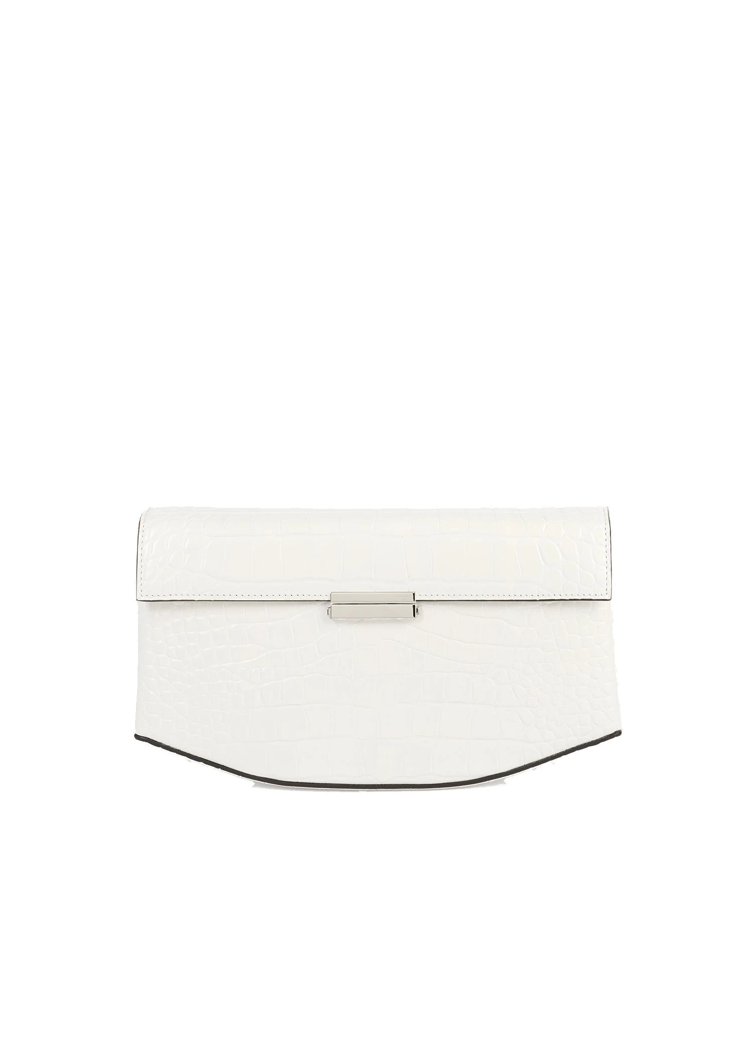 Clip croco-embossed clutch in Off-white