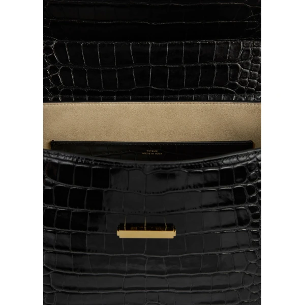 Clip croco-embossed top handle in Black - Image 5