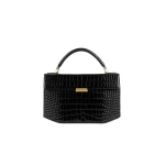 Toteme Clip croco-embossed top handle in Black