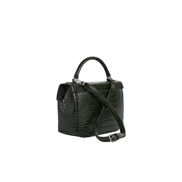 Clip croco-embossed top handle in Dark green - Image 4