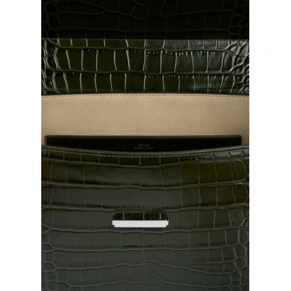 Clip croco-embossed top handle in Dark green - Image 5