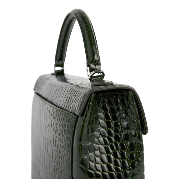 Clip croco-embossed top handle in Dark green - Image 6