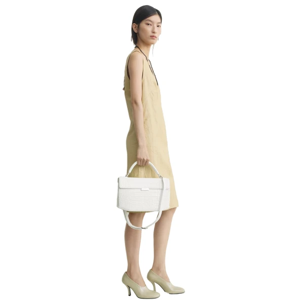 Clip croco-embossed top handle in Off-white - Image 3