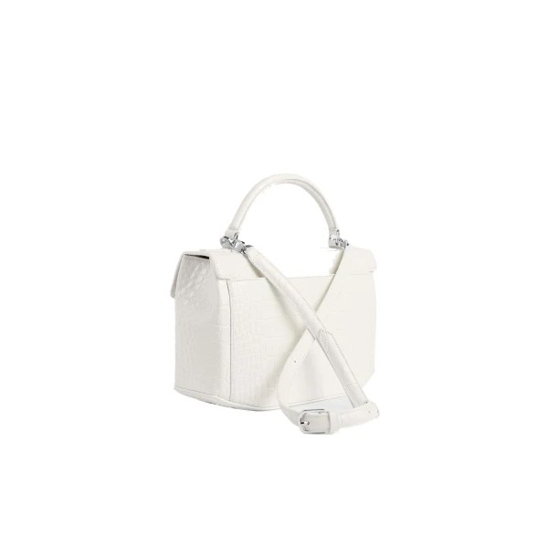 Clip croco-embossed top handle in Off-white - Image 4