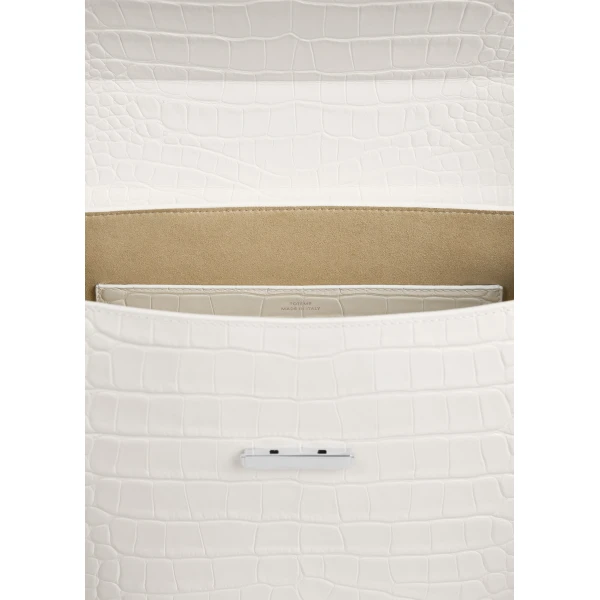 Clip croco-embossed top handle in Off-white - Image 5