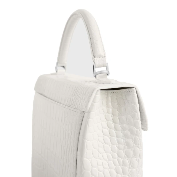 Clip croco-embossed top handle in Off-white - Image 6