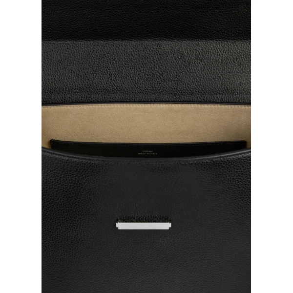Clip grained-leather top handle in Black - Image 5