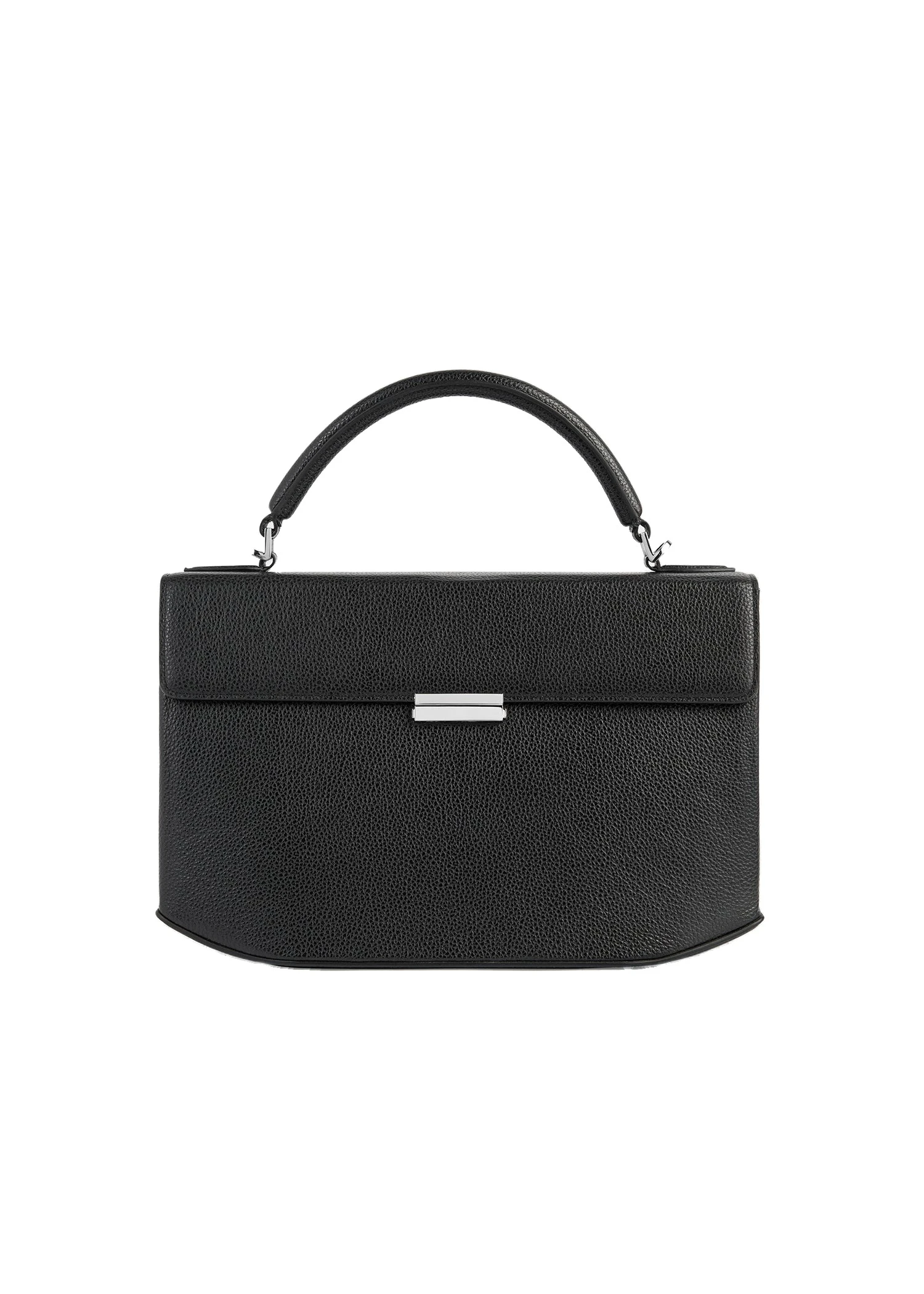 Clip grained-leather top handle in Black