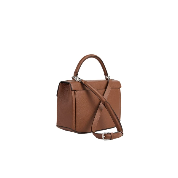 Clip grained-leather top handle in Sienna - Image 4