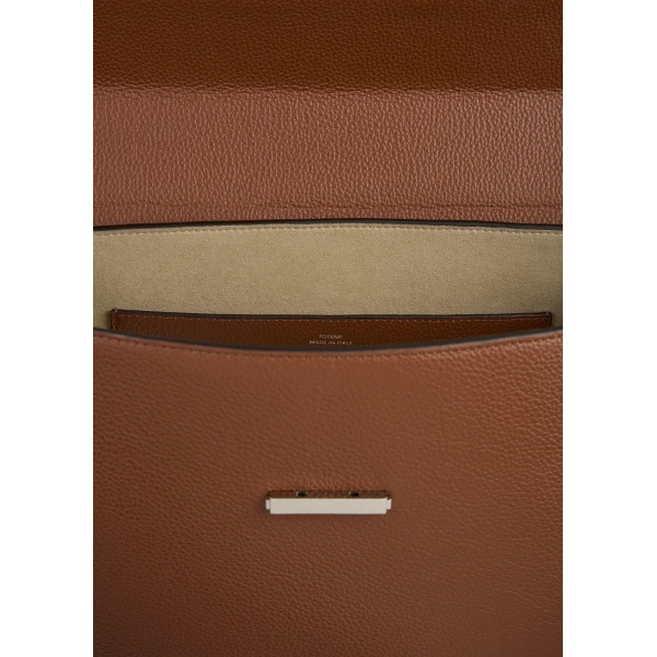 Clip grained-leather top handle in Sienna - Image 5