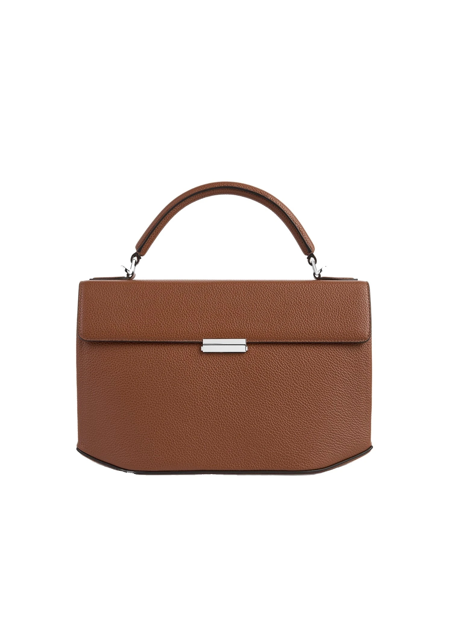 Clip grained-leather top handle in Sienna