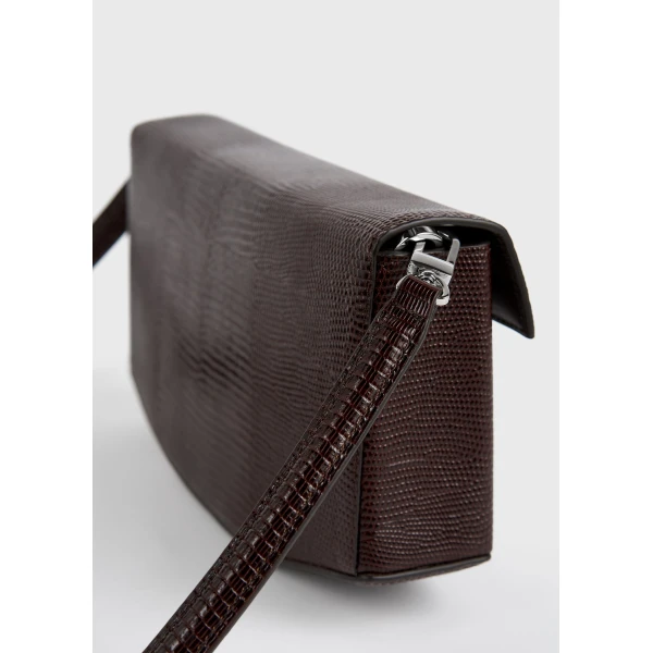 Clip lizard-embossed clutch in Brown - Image 6