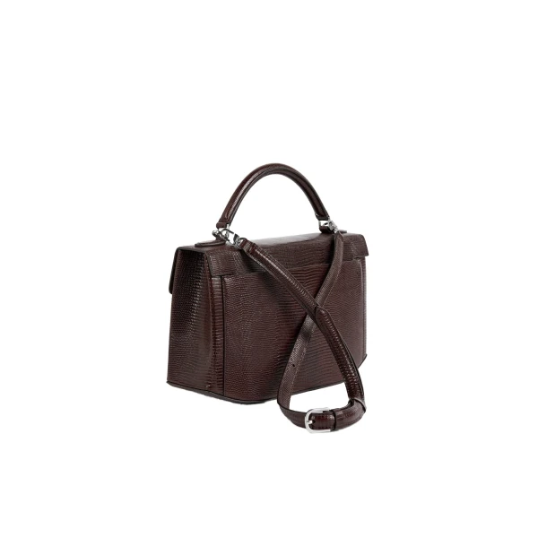 Clip lizard-embossed top handle in Brown - Image 4