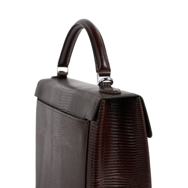 Clip lizard-embossed top handle in Brown - Image 5