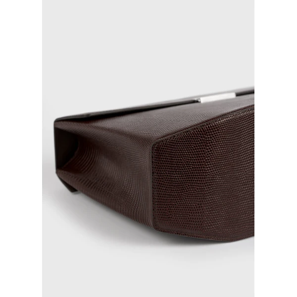 Clip lizard-embossed top handle in Brown - Image 6